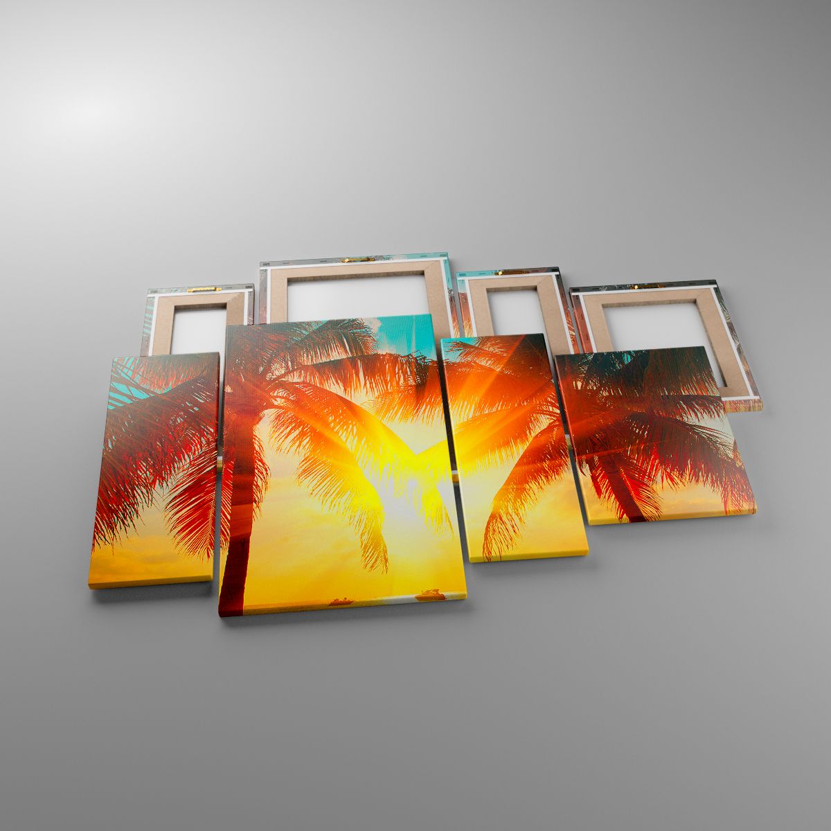 Leinwandbild Landschaft, Leinwandbild Kokusnuss-Palme, Leinwandbild Strand, Leinwandbild Meer, Leinwandbild Der Sonnenuntergang