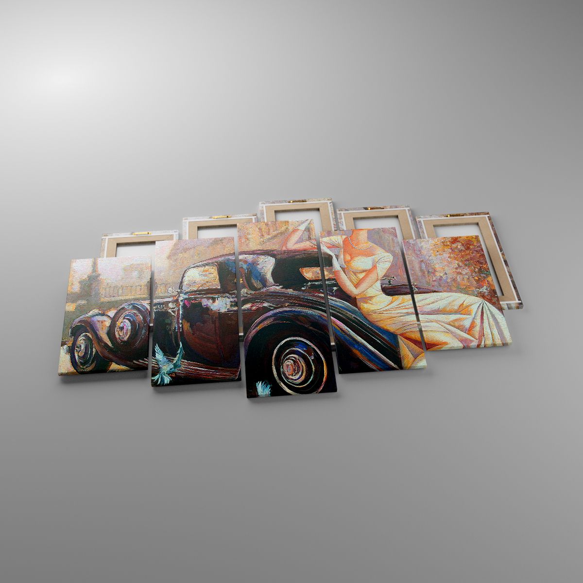 Cuadro Coche Retro, Cuadro Mujer, Cuadro Palacio, Cuadro Automotor, Cuadro Arte