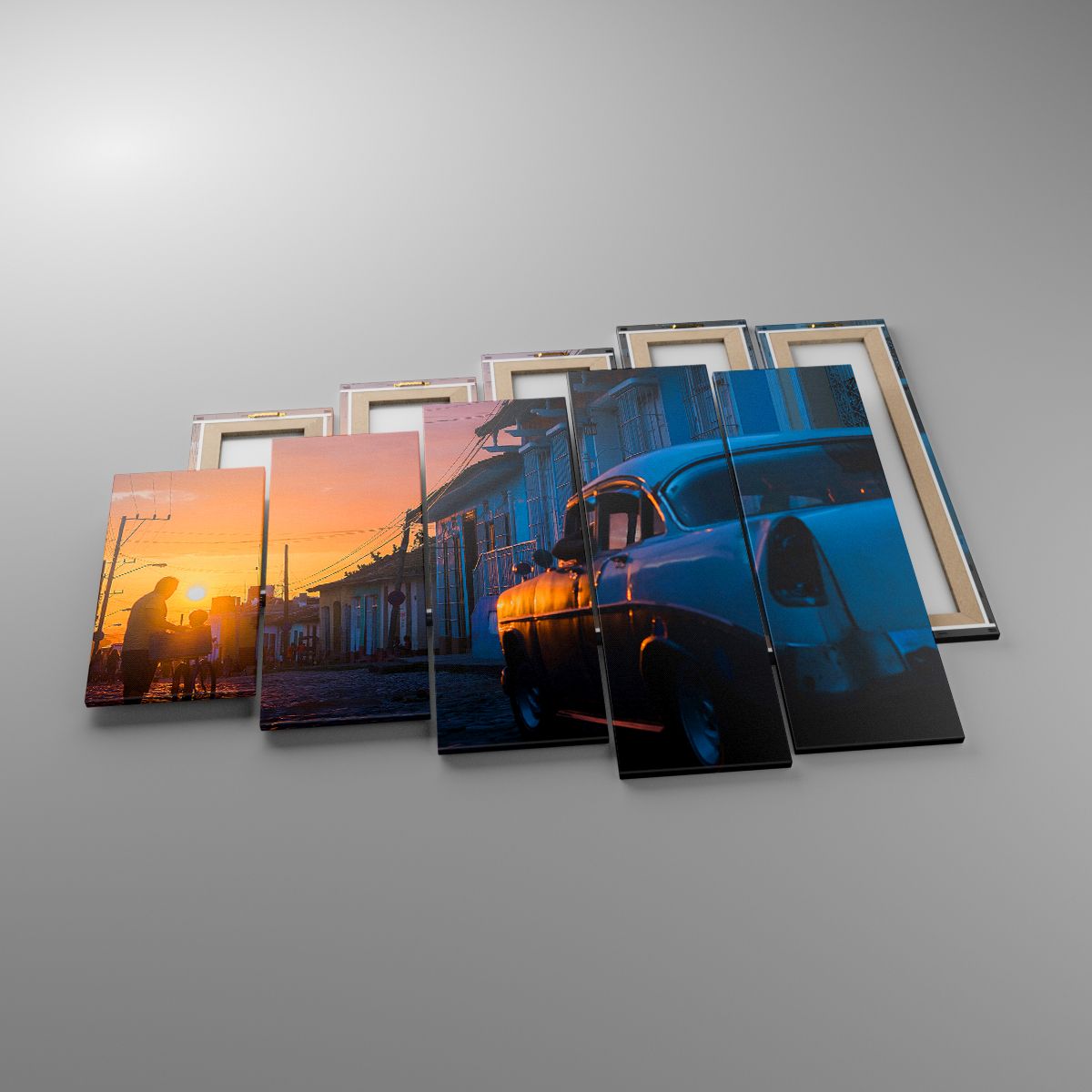 Leinwandbild Retro-Auto, Leinwandbild Die Architektur, Leinwandbild Kuba, Leinwandbild Reisen, Leinwandbild Der Sonnenuntergang