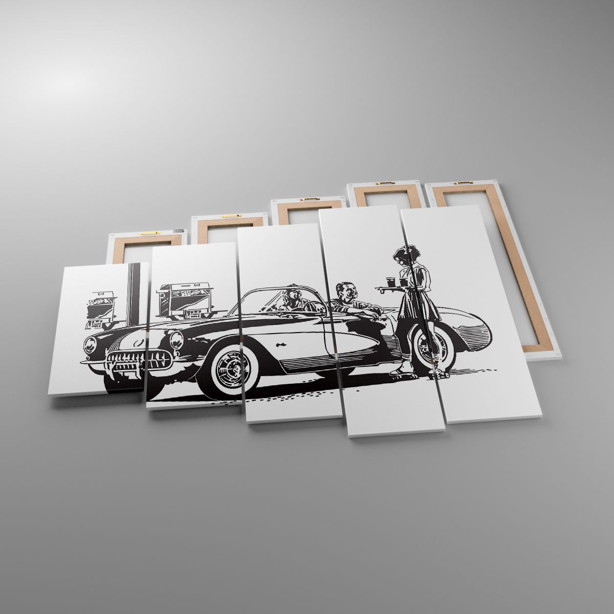 Obrazy Samochód Vintage, Obrazy Stacja Benzynowa, Obrazy Ameryka, Obrazy Motoryzacja, Obrazy Czarno-Biały