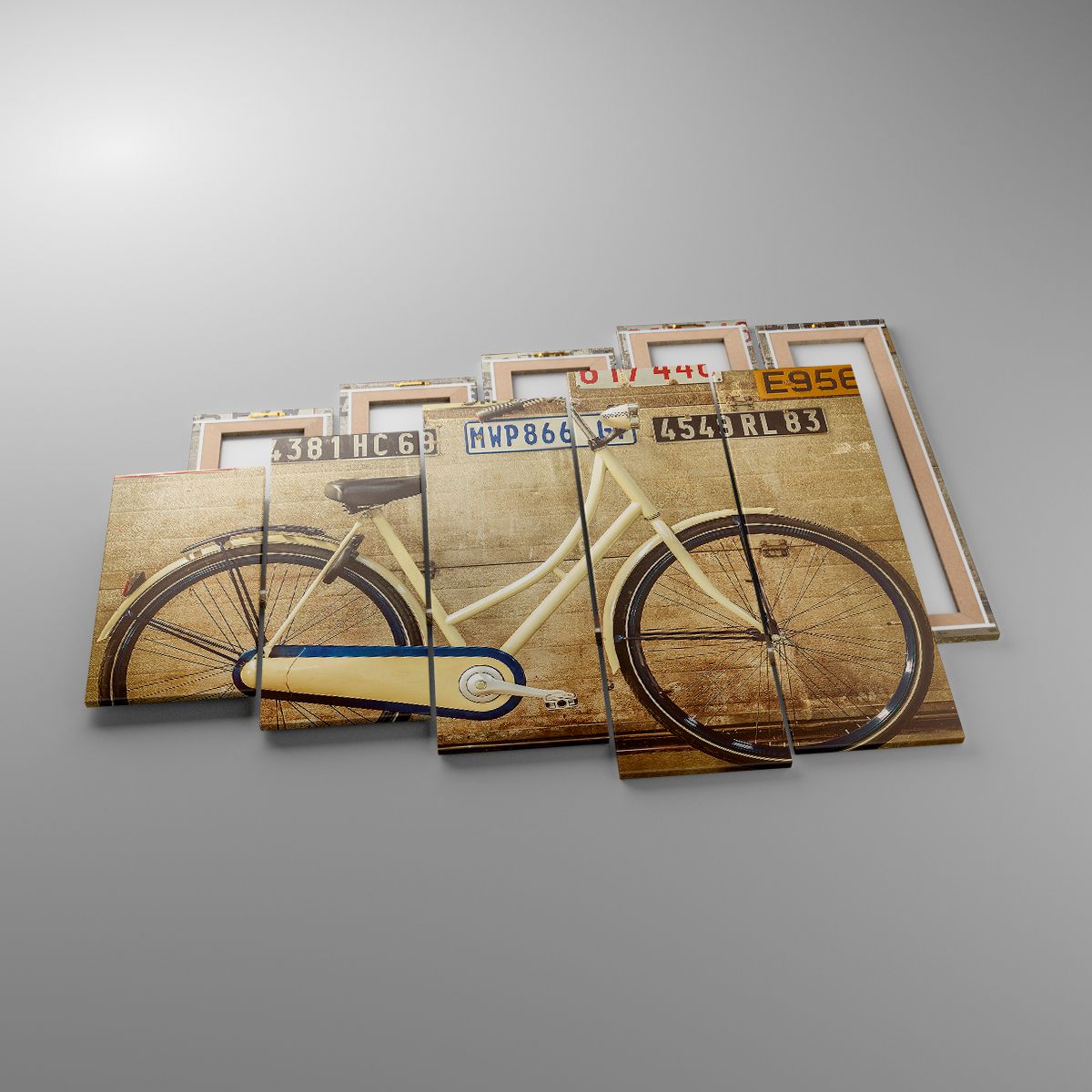 Leinwandbild Wandgemälde, Leinwandbild Fahrrad, Leinwandbild Platten, Leinwandbild Jahrgang, Leinwandbild Kunst