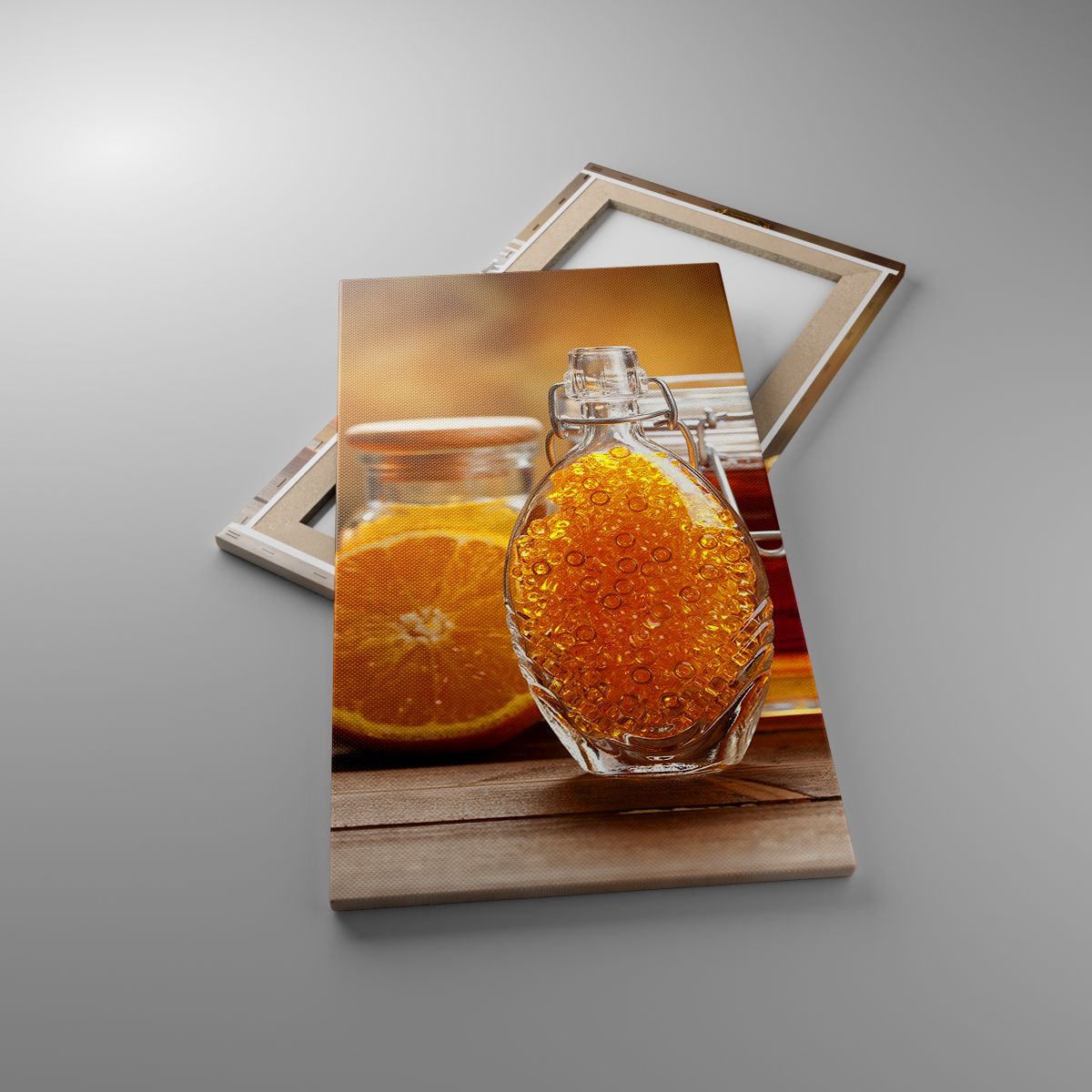 Leinwandbild Gastronomie, Leinwandbild Orange, Leinwandbild Glas Mit Honig, Leinwandbild Steine, Leinwandbild Orangen