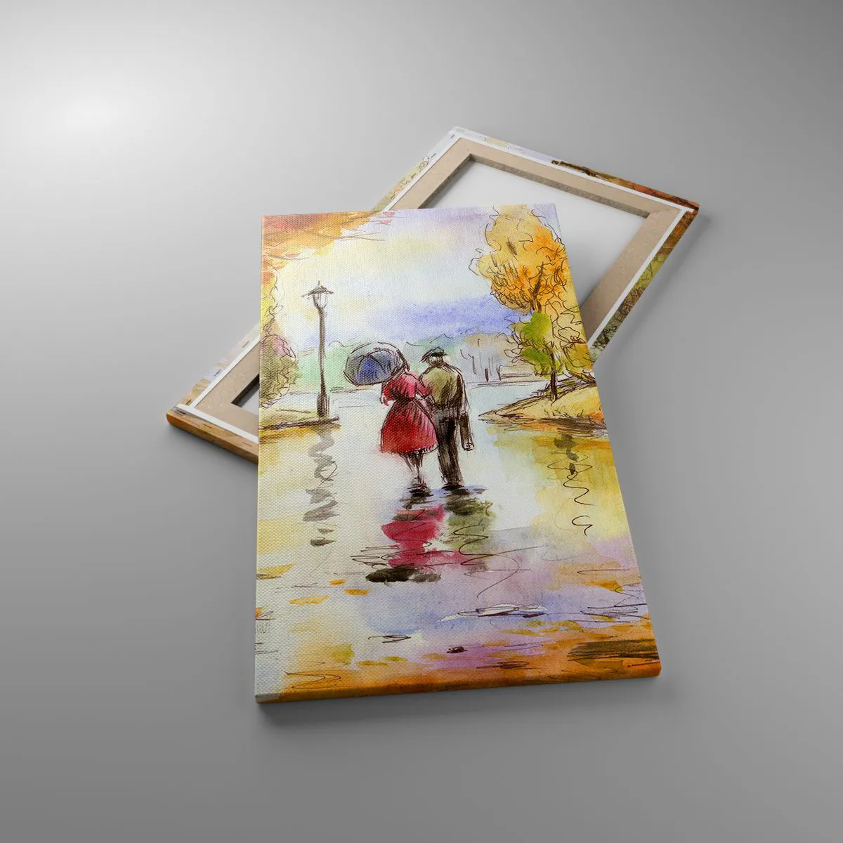 Cuadro sobre lienzo - Impresión de Imagen - Un otoño romántico en el parque - 45x80 cm