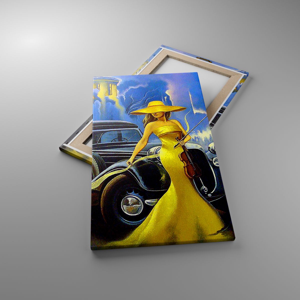 Leinwandbild Retro-Auto, Leinwandbild Frau Mit Hut, Leinwandbild Palast, Leinwandbild Mode, Leinwandbild Kunst