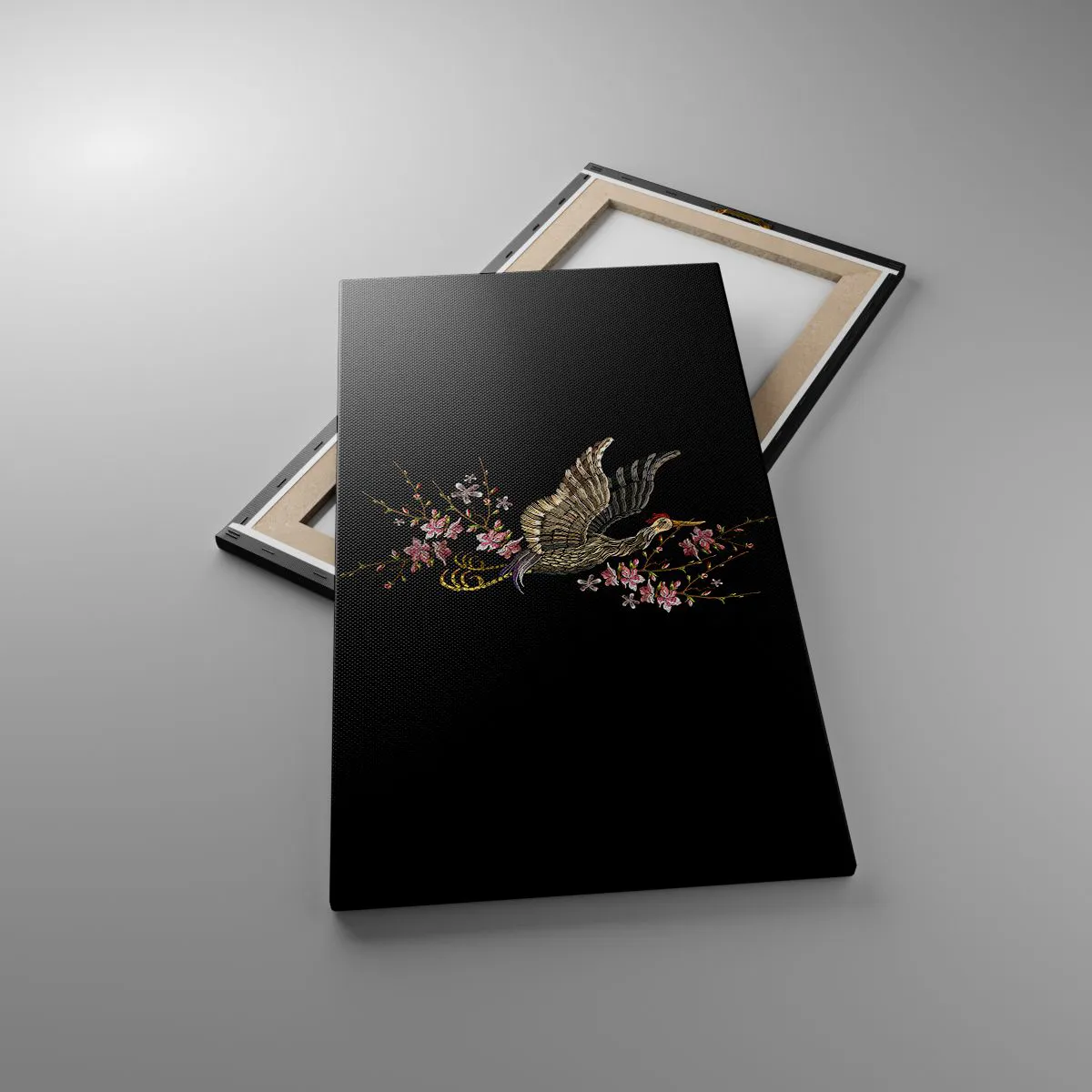 Impression sur toile - Image sur toile - Oiseau brodé exotique - 45x80 cm