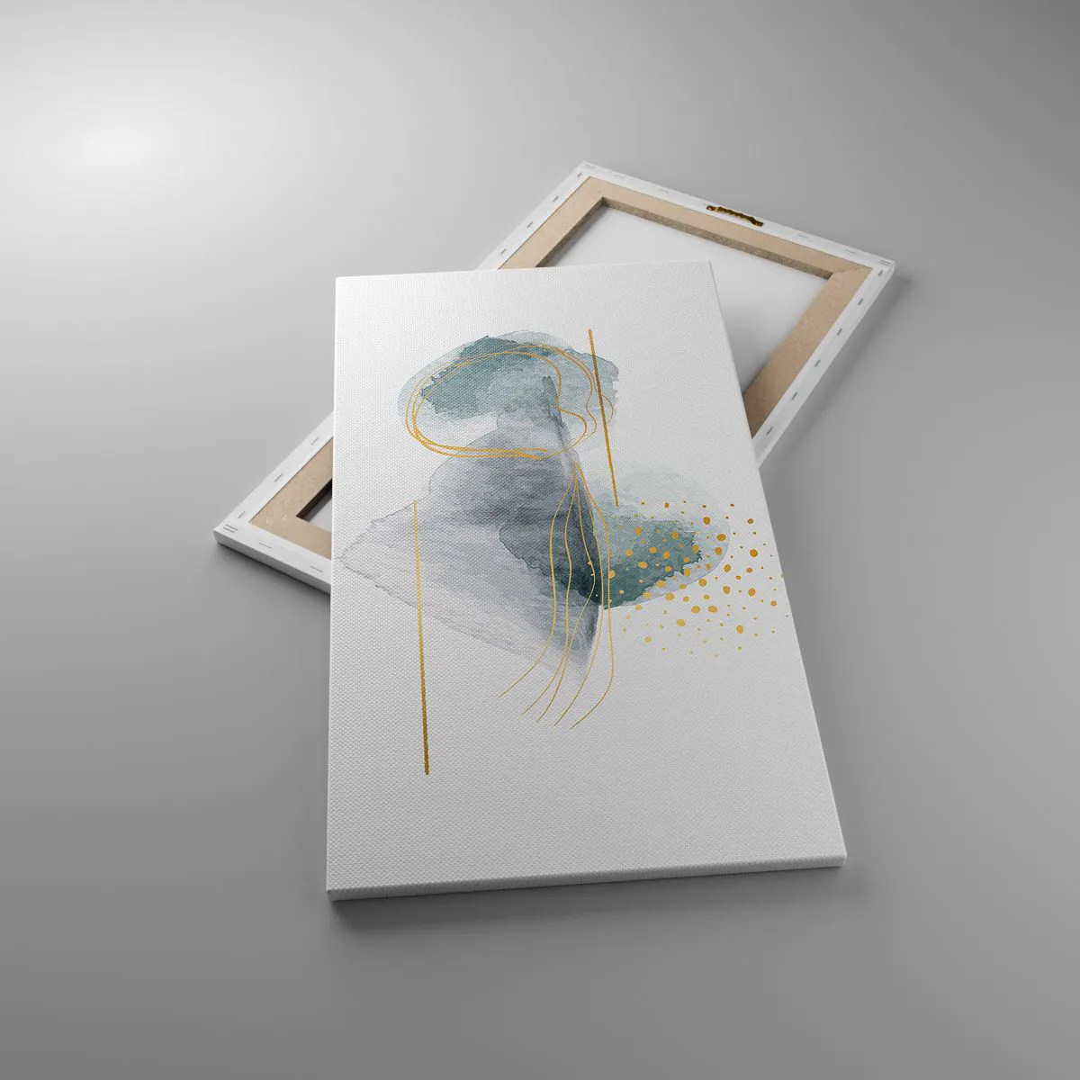 Lærredstryk - Billede på lærred - Om forholdet mellem grå og guld - 45x80 cm