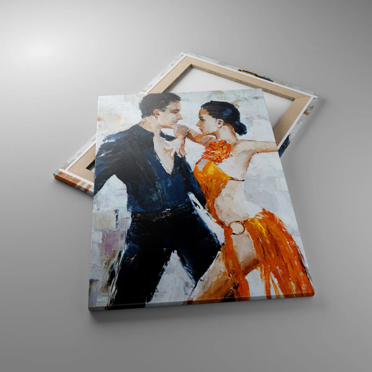 Bild auf Leinwand - Leinwandbild - Ein dynamisches Paar, das im lateinamerikanischen Stil tanzt. - 50x70cm - Schmutziges Tanzen - Moderne Wanddekoration für Wohnzimmer und Schlafzimmer ARTTOR