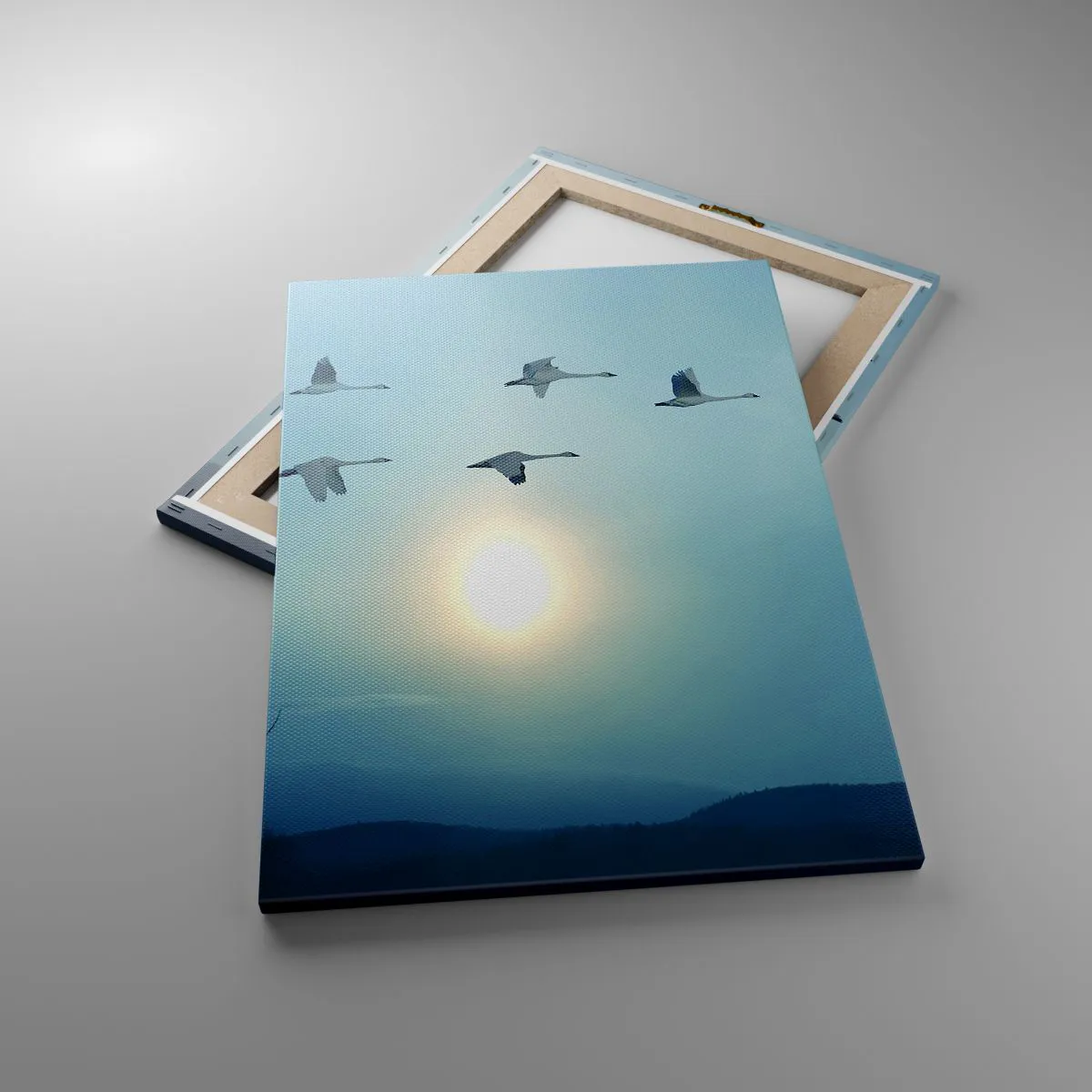 Impression sur toile - Image sur toile - Cygnes volants le matin - 50x70cm - Dis au revoir à l'été pour un an - Décoration murale moderne pour le salon et la chambre ARTTOR