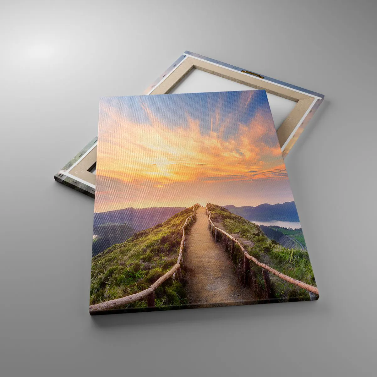 Obraz na płótnie - Górska ścieżka o zachodzie słońca - 50x70cm - Blisko nieba - Nowoczesna dekoracja ścienna do salonu, kuchni i sypialni ARTTOR