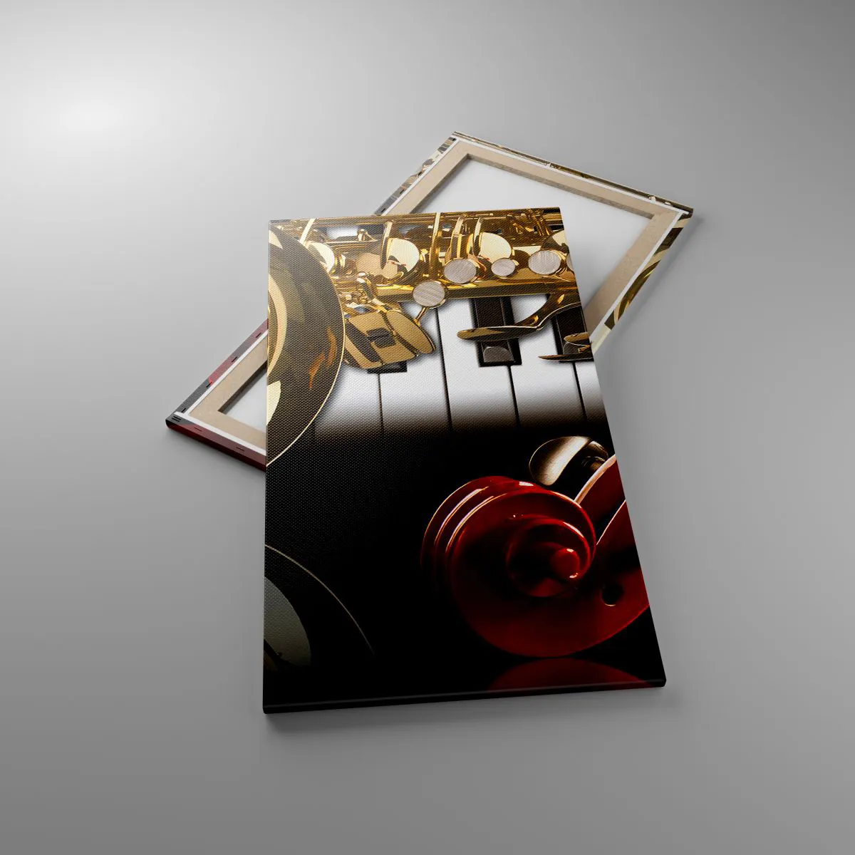 Lærredstryk - Billede på lærred - Metalplader, træ og elfenben - 55x100 cm