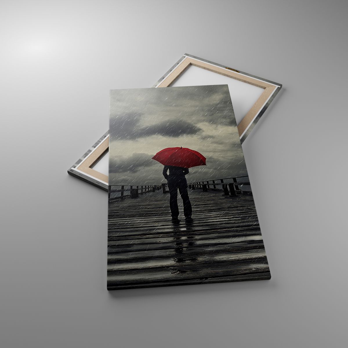 Leinwandbild Holzsteg, Leinwandbild Meer, Leinwandbild Im Regen Spazieren Gehen, Leinwandbild Mann, Leinwandbild Abstraktion