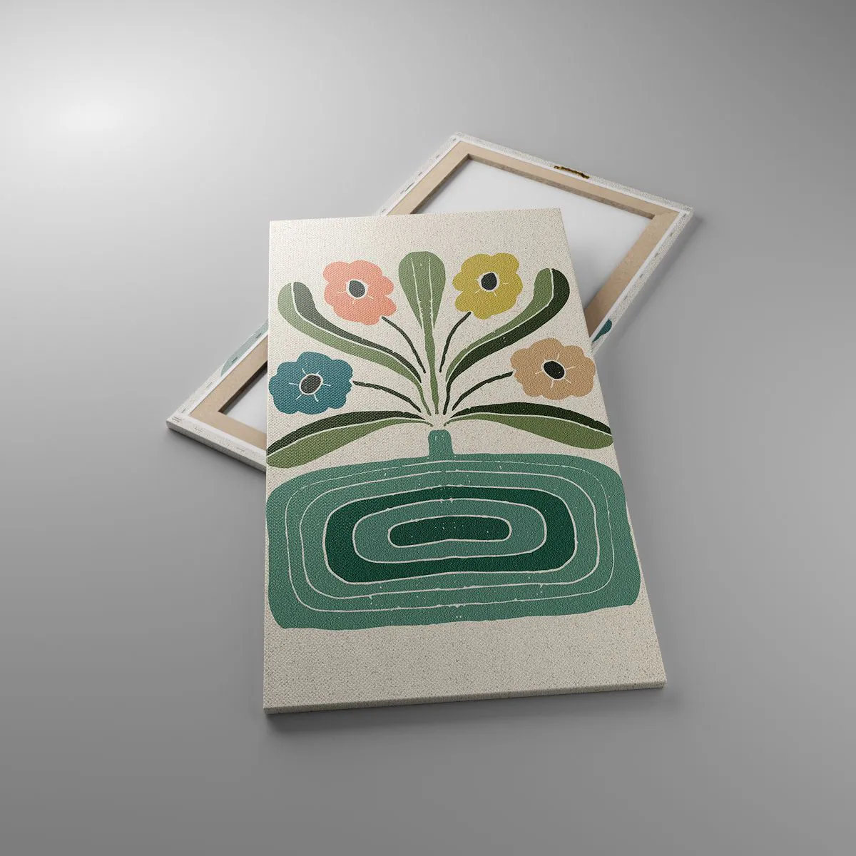 Quadro em tela - Buquê simétrico - 55x100 cm