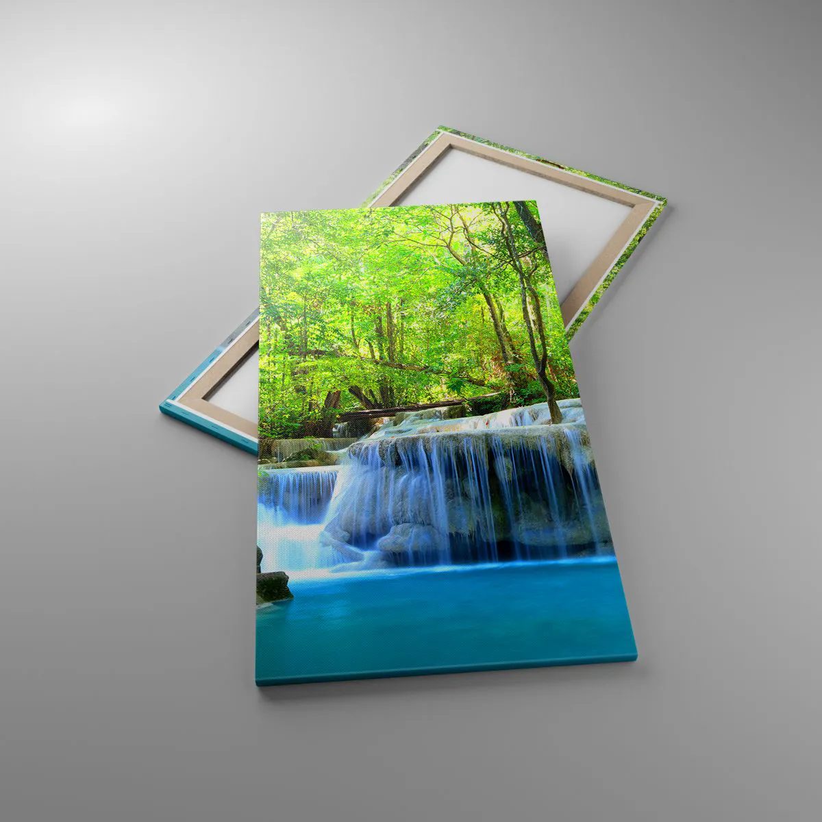 Quadro em tela - Afogar-se na turquesa e vegetação - 65x120 cm