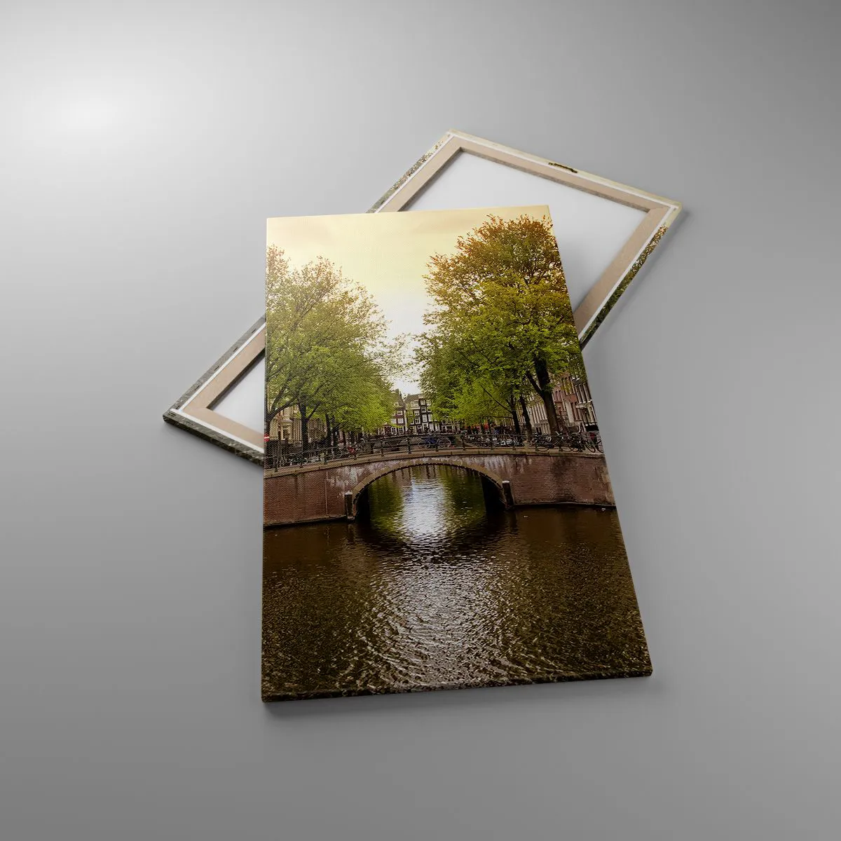 Bild auf Leinwand - Leinwandbild - Mit dem Boot oder mit dem Fahrrad? - 65x120 cm