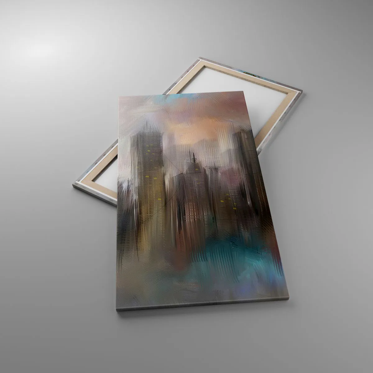 Canvas picture - Composition of Steel, Stone and Fog - 65x120 cm