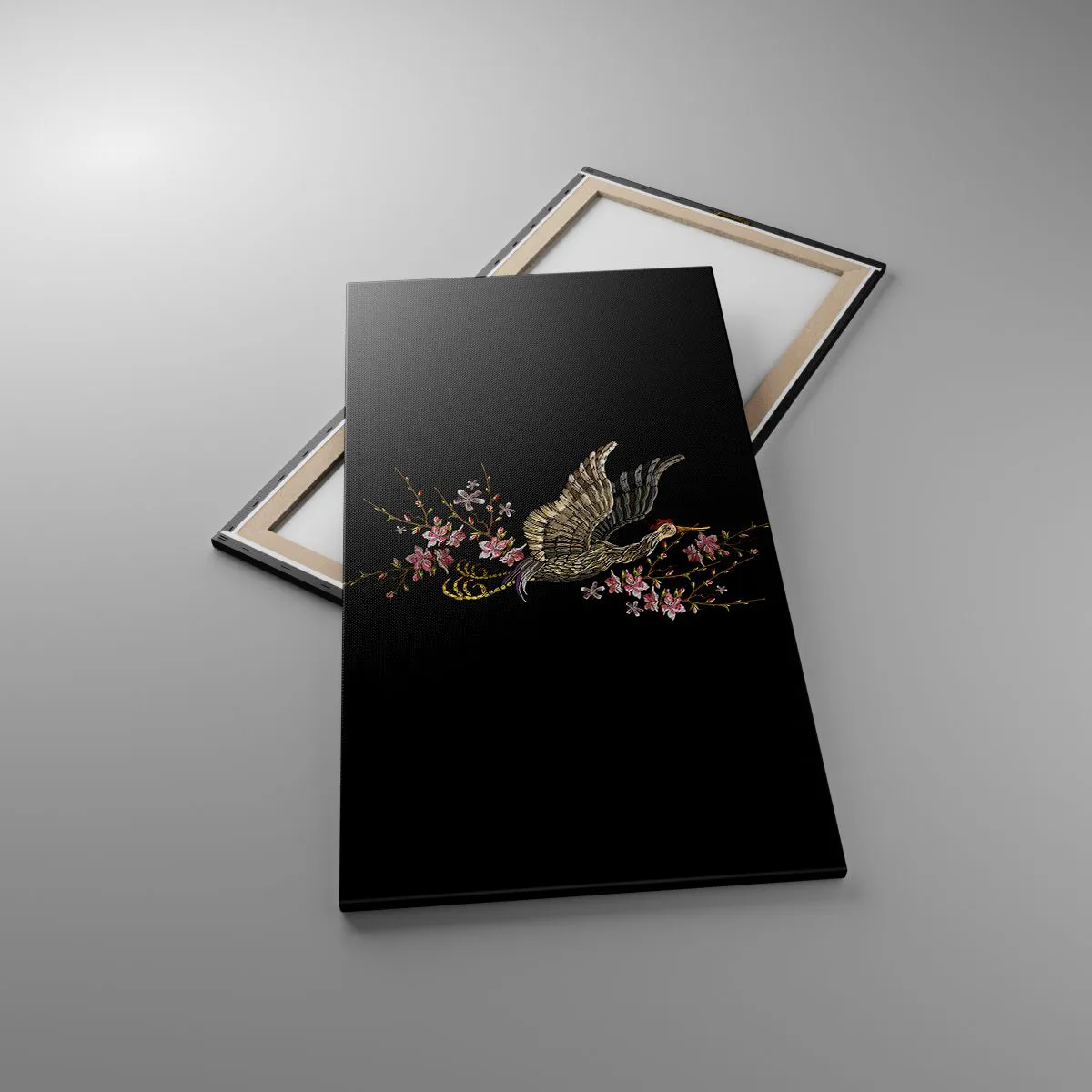 Canvas picture - Exotic, Embroidered Bird - 65x120 cm