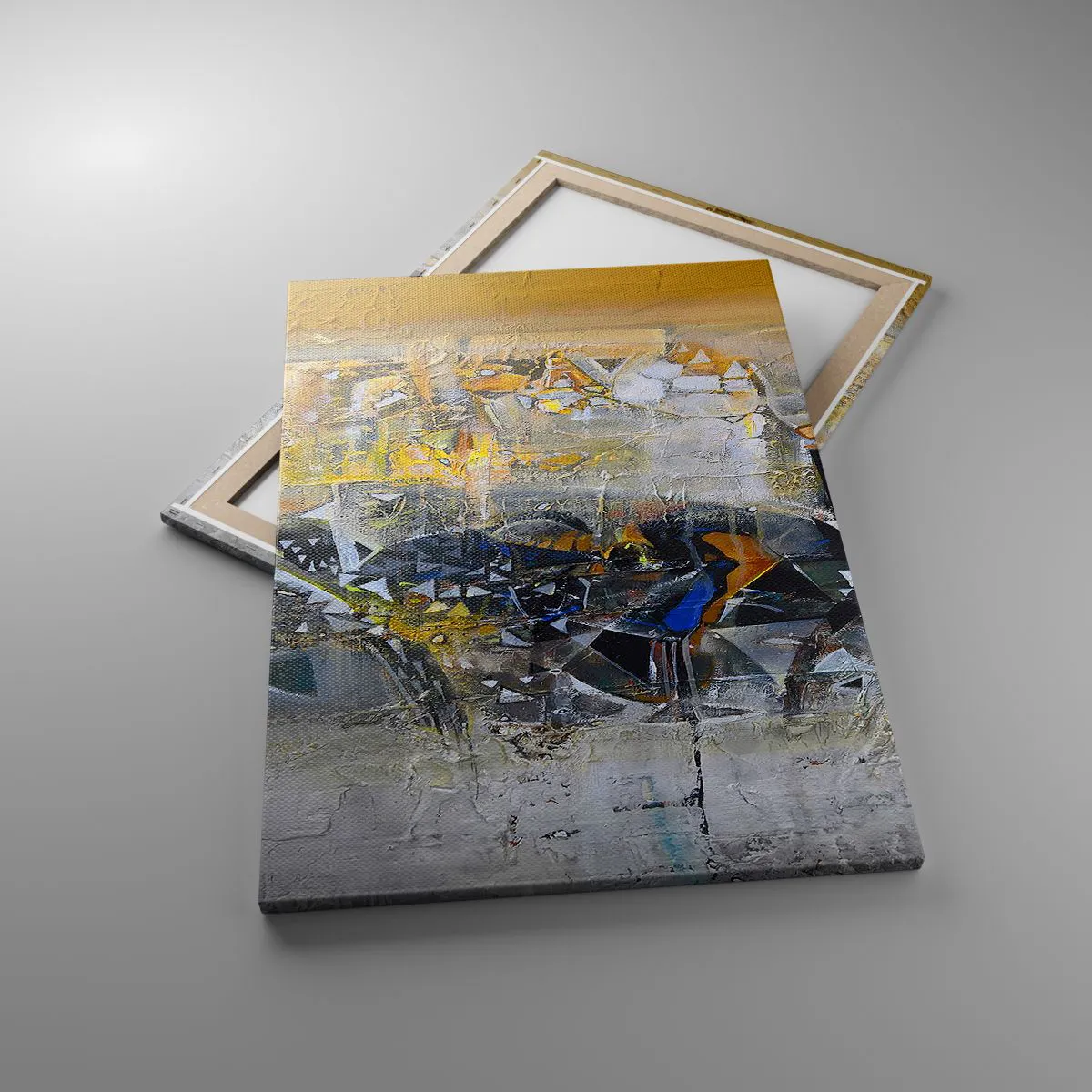 Cuadro sobre lienzo - Impresión de Imagen - Abstracción con tonos dominantes de amarillo y gris. - 70x100cm - Todo se pondrá en su sitio - Decoración de pared moderna para salón y dormitorio ARTTOR