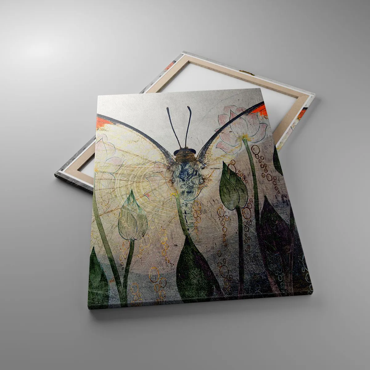 Canvas picture - When a Butterfly is Swinging on the Grass - 70x100 cm