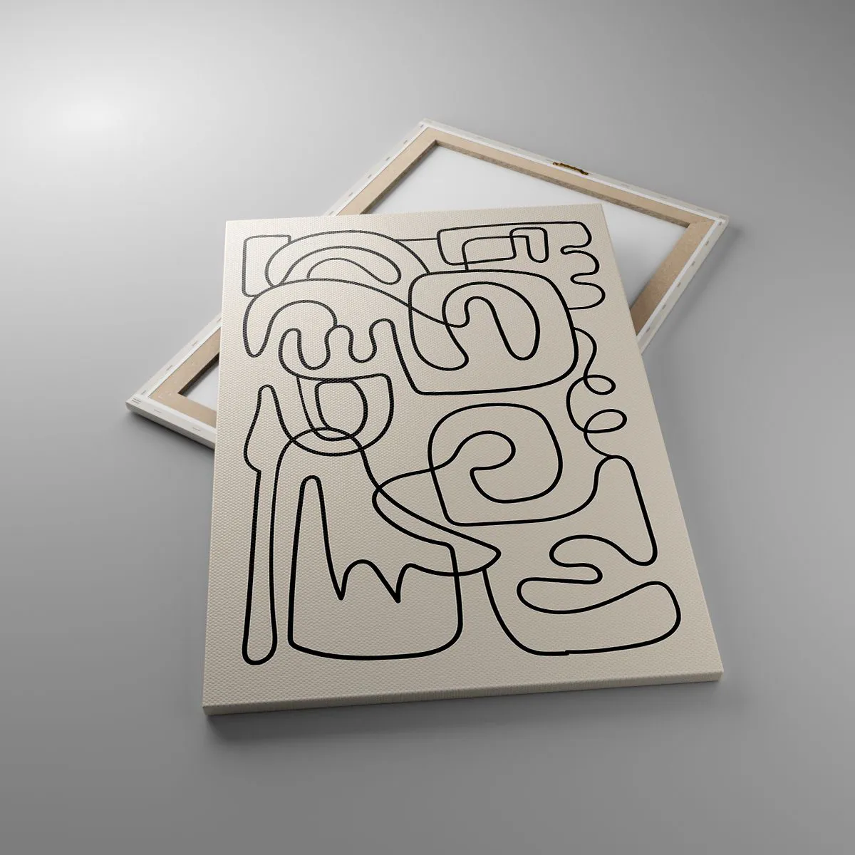 Impression sur toile - Image sur toile - Motif d'art linéaire abstrait en noir sur fond clair - 70x100cm - Suivez les indices - Décoration murale moderne pour le salon et la chambre ARTTOR