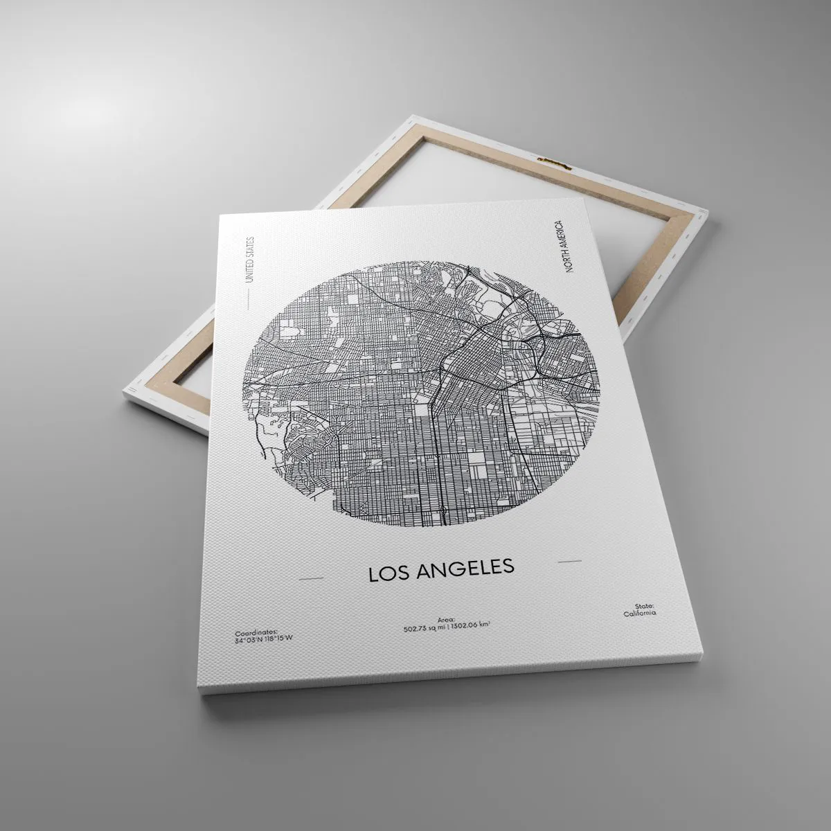 Cuadro sobre lienzo - Impresión de Imagen - Un mapa de Los Ángeles en un estilo minimalista en blanco y negro. - 70x100cm - Anatomía de Los Ángeles - Decoración de pared moderna para salón y dormitorio ARTTOR