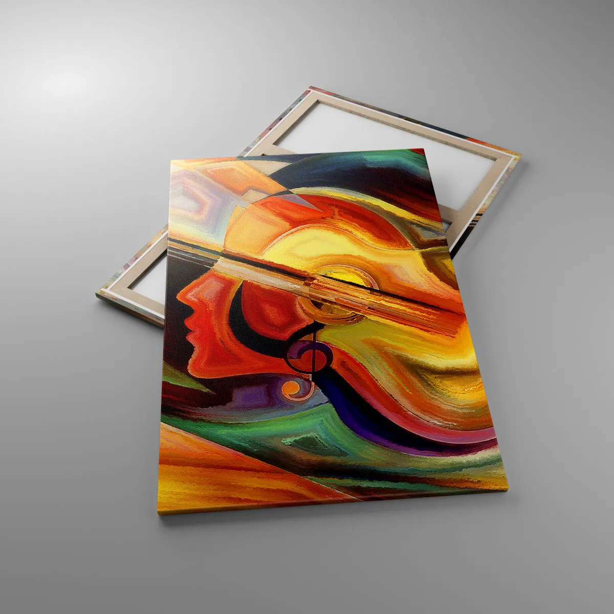 Obraz na płótnie - Kolorowa abstrakcja inspirowana muzyką i gitarą - 80x120cm - Wszystko gra - Nowoczesna dekoracja ścienna do salonu i sypialni ARTTOR