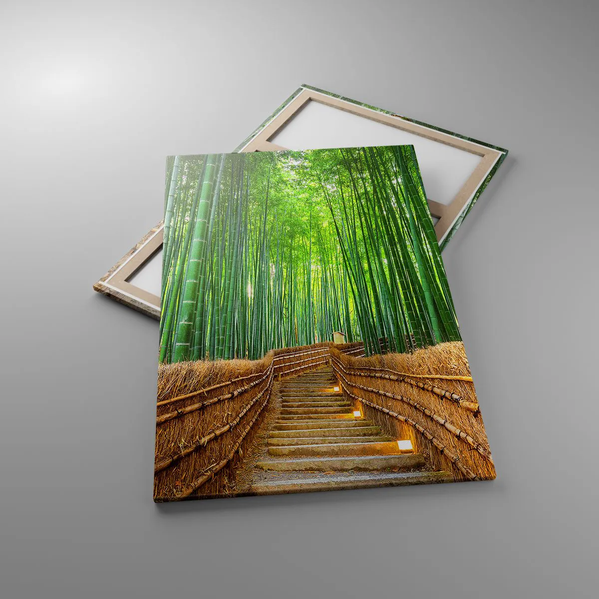 Impression sur toile - Image sur toile - Un chemin dans une dense forêt de bambous - 80x120cm - L'essence de la nature asiatique - Décoration murale moderne pour le salon et la chambre ARTTOR