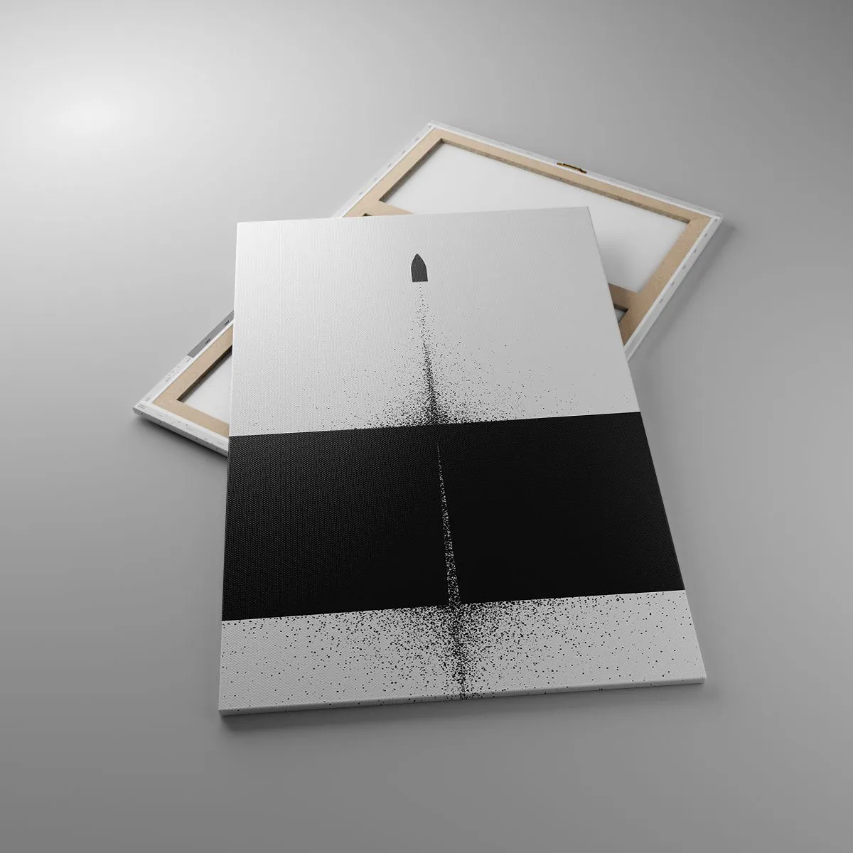 Impression sur toile - Image sur toile - Un projectile symbolique dans un style minimaliste et abstrait. - 80x120cm - Droit au but - Décoration murale moderne pour le salon et la chambre ARTTOR