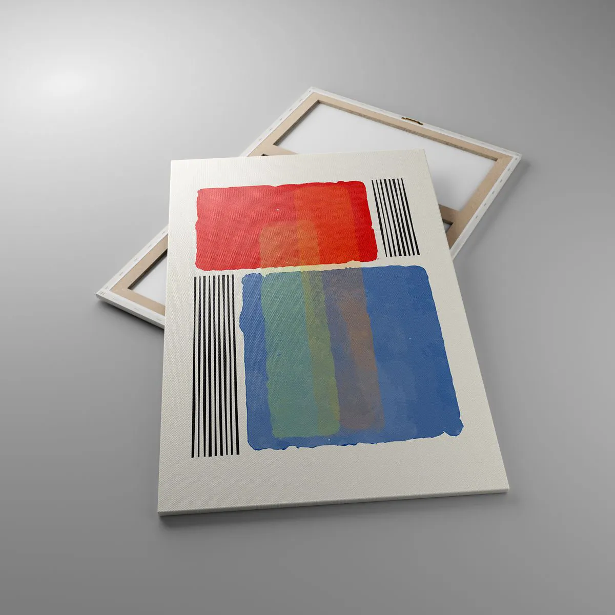 Impression sur toile - Image sur toile - Composition géométrique avec des blocs et des lignes colorés - 80x120cm - Esprit et lettre de la géométrie - Décoration murale moderne pour le salon et la chambre ARTTOR