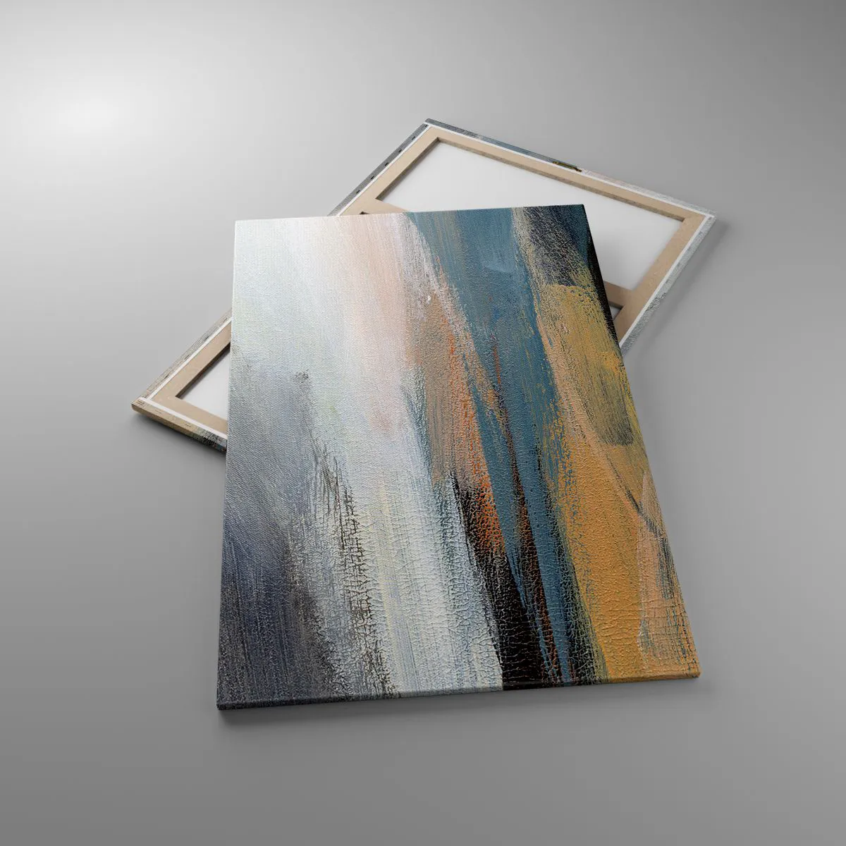 Cuadro sobre lienzo - Impresión de Imagen - Paisaje abstracto en tonos tenues de azul y beige. - 80x120cm - Abstracción: paisaje nórdico - Decoración de pared moderna para salón y dormitorio ARTTOR