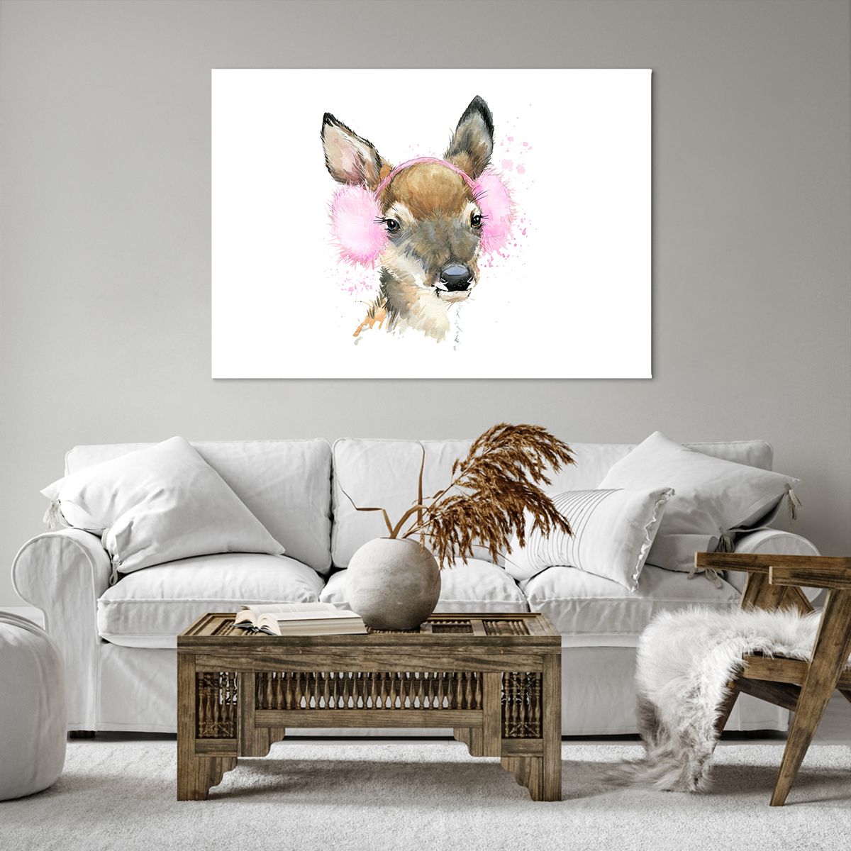 FAIRFOCUS Quadri Moderni Soggiorno Su Tela Sfondo grigio Wall Art Stampe su  poster Simpatico piccolo animale in bagno Bolle rosa Quadro su tela