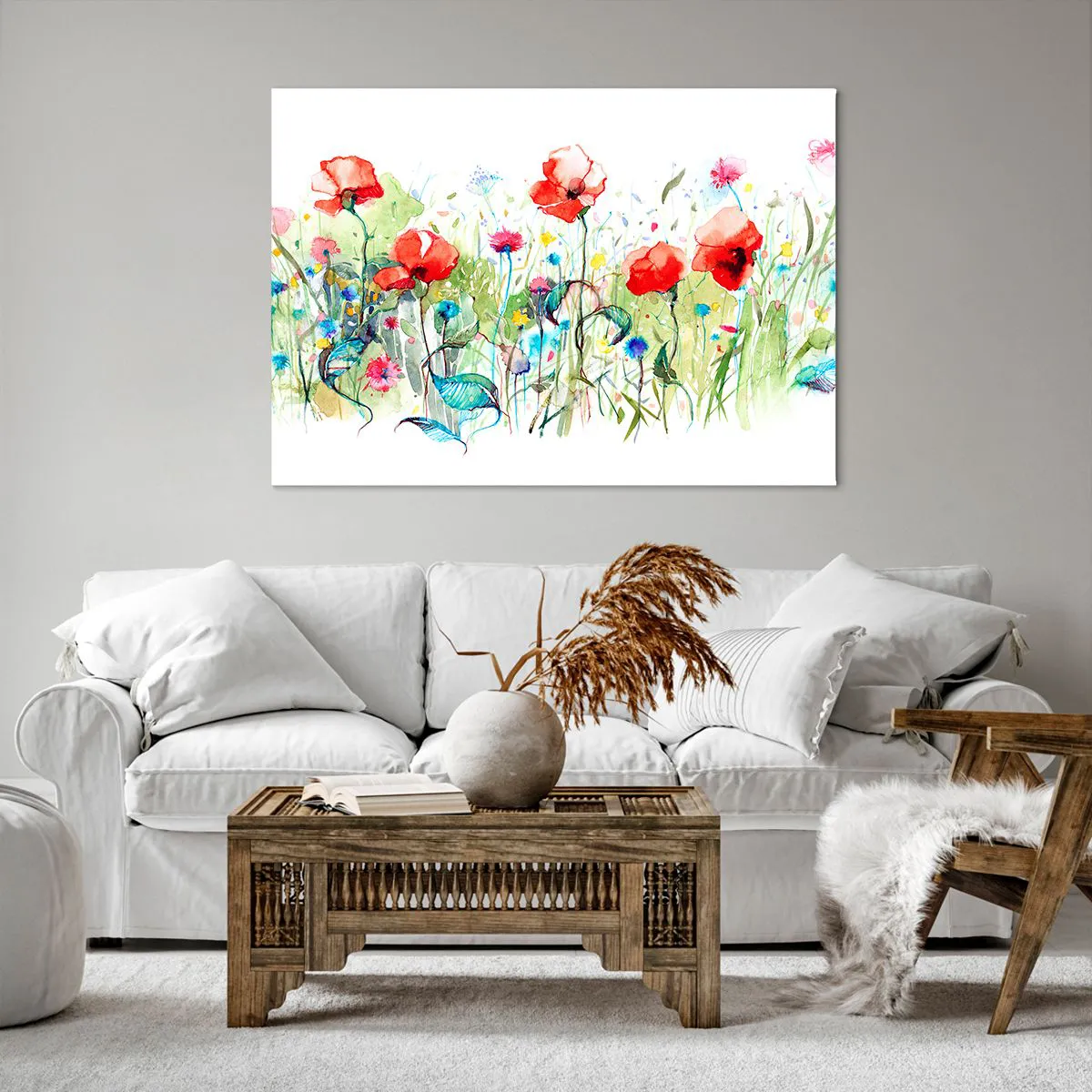 Lærredstryk - Billede på lærred - En blomstrende eng i maj - 100x70 cm