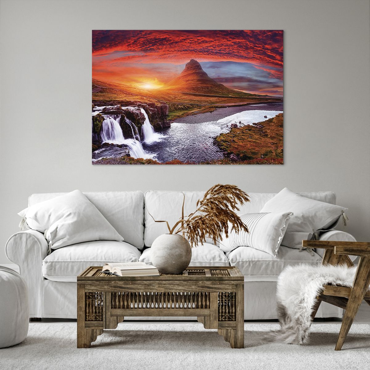 Bild auf Leinwand Landschaft, Bild auf Leinwand Wasserfall, Bild auf Leinwand Island, Bild auf Leinwand Berg Kirkjufell, Bild auf Leinwand Natur