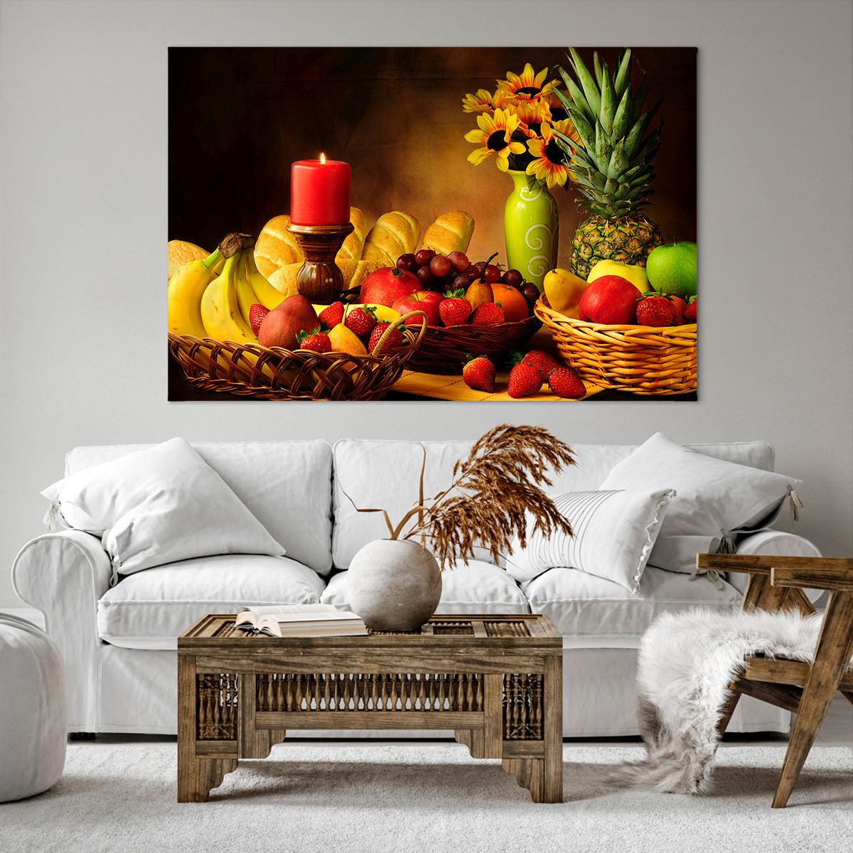 Quadro su tela 120x80 cm - Natura morta con pane e frutta - Arttor -  Negozio con decorazioni da parete