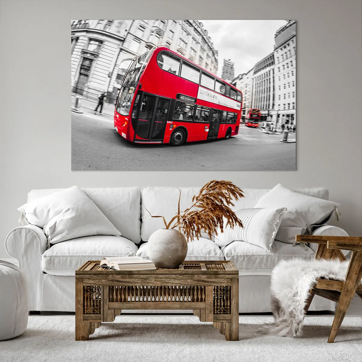 Tablou pe pânză - Londra în mod tradițional - by bus - 120x80 cm