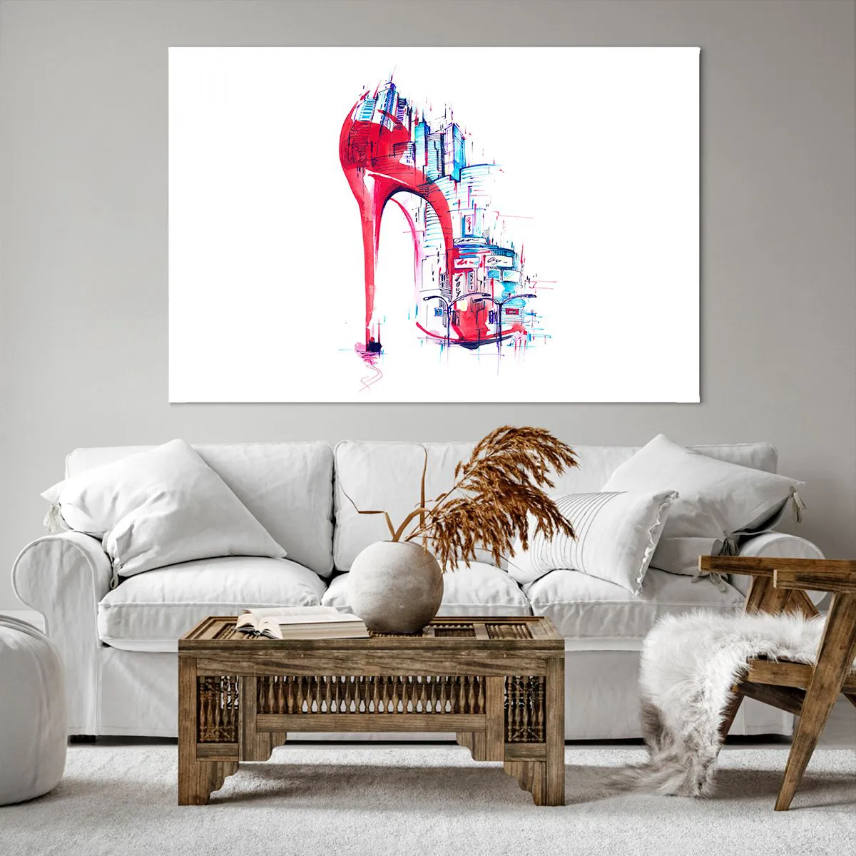 Lærredstryk - Billede på lærred - Elegant kvinde fra storbyen - 120x80 cm