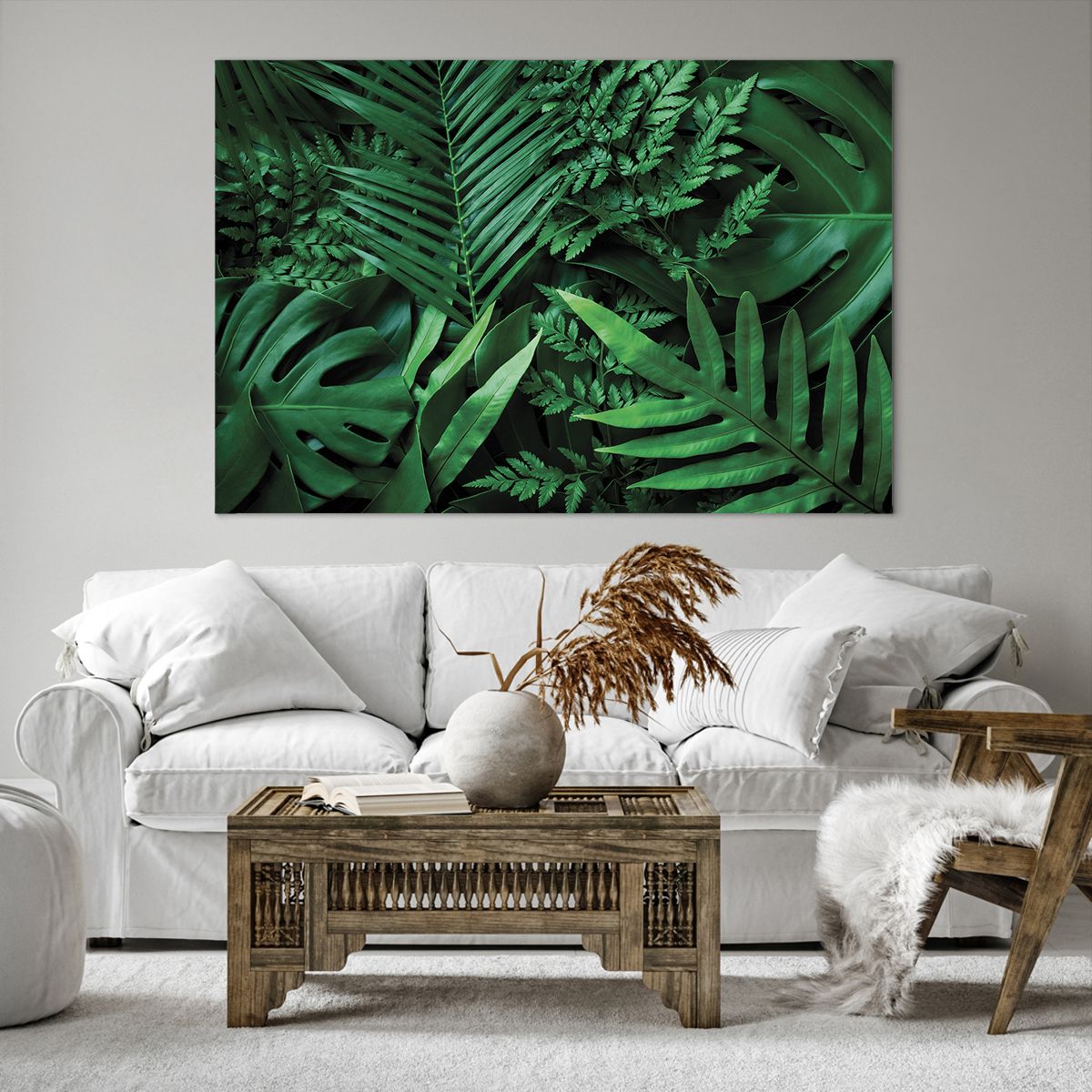 Bild auf Leinwand Exotische Pflanze, Bild auf Leinwand Palmblatt, Bild auf Leinwand Monstera-Blatt, Bild auf Leinwand Natur, Bild auf Leinwand Tropen