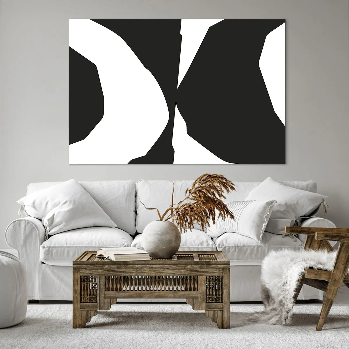 Bild auf Leinwand - Leinwandbild - Abstraktes Kontrastmuster in Schwarz und Weiß - 120x80cm - Positiv negativ - Moderne Wanddekoration für Wohnzimmer und Schlafzimmer ARTTOR
