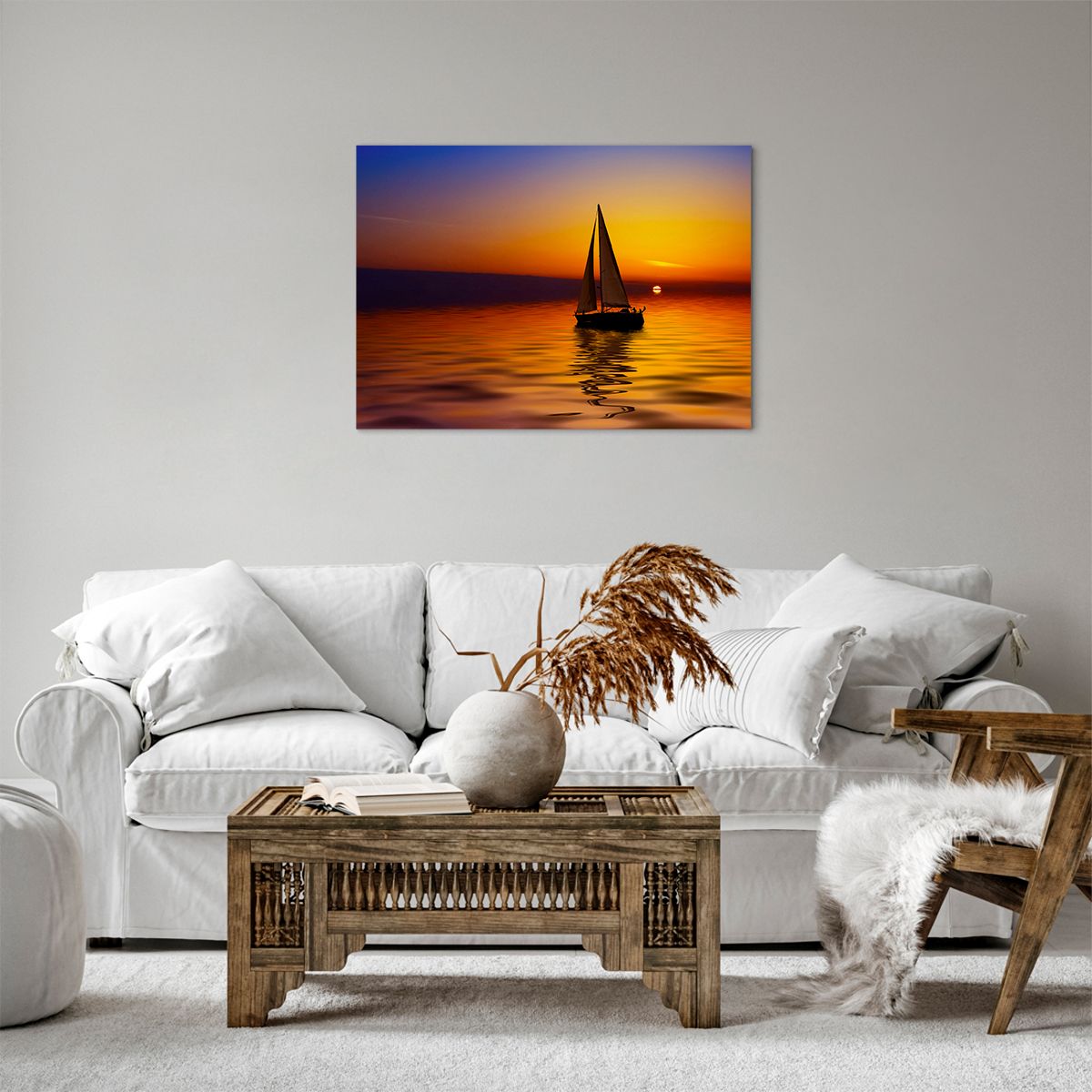 HYFBH Moderno Tramonto Paesaggio Barca Mare Grande Tela Dipinto Poster Da  Parete E Stampe Immagini Artistiche Per Soggiorno Decorazione Domestica  40x70 Cm / 16 X 28 Pollici Con Cornice Dorata : 