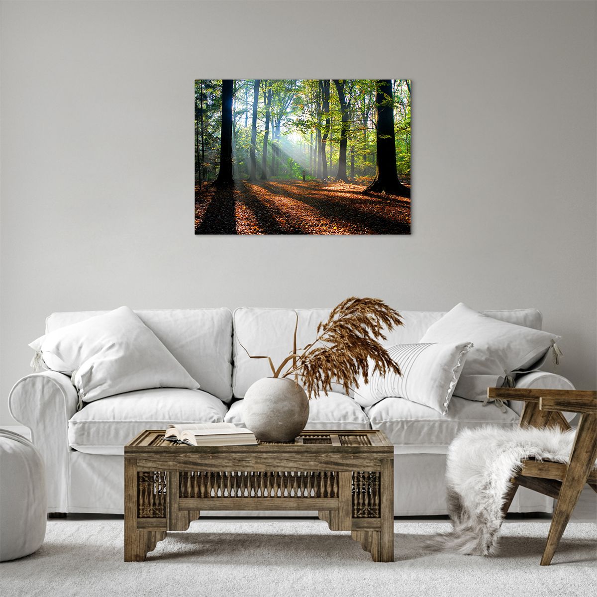 Bild auf Leinwand Wald, Bild auf Leinwand Bäume, Bild auf Leinwand Natur, Bild auf Leinwand Sonnenstrahlen, Bild auf Leinwand Landschaft