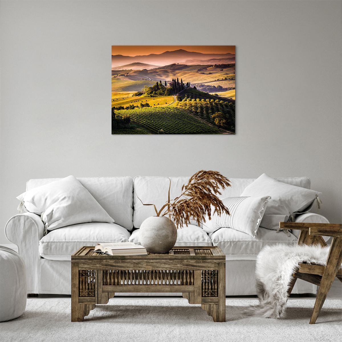 Bild auf Leinwand Landschaft, Bild auf Leinwand Toskana, Bild auf Leinwand Weinberge, Bild auf Leinwand Reisen, Bild auf Leinwand Italien