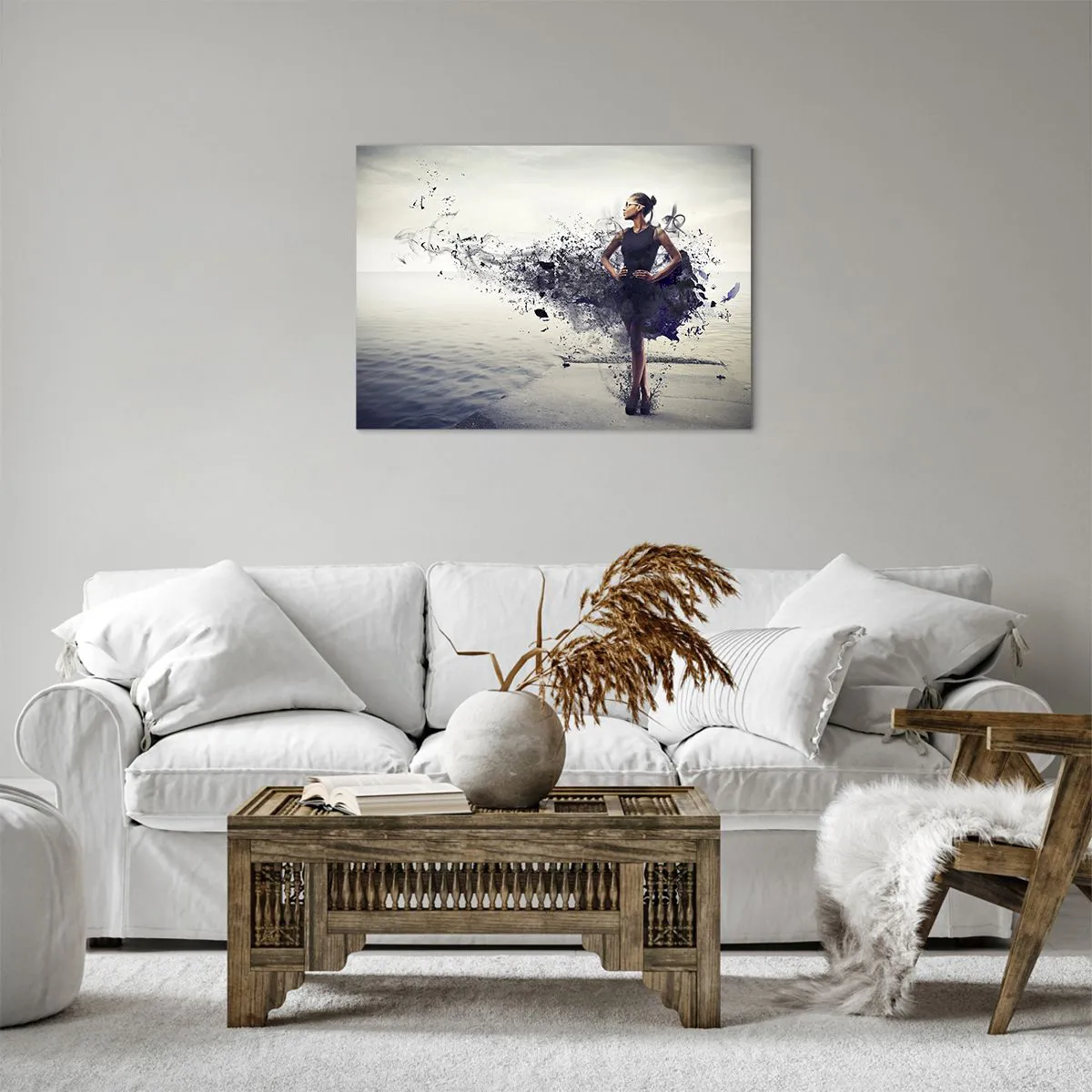 Tablou pe pânză Canvas - O femeie într-o compoziție artistică pe fundalul apei - 70x50cm - Venus africană - Decorațiune modernă pentru perete pentru living și dormitor ARTTOR