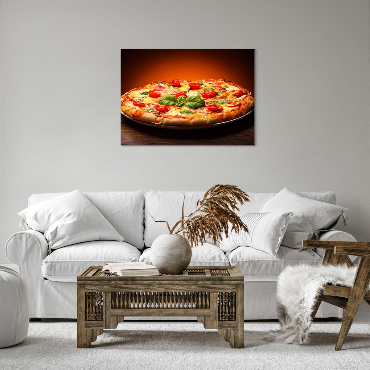 Bild auf Leinwand Gastronomie, Bild auf Leinwand Pizza, Bild auf Leinwand Italien, Bild auf Leinwand Basilikum, Bild auf Leinwand Küche