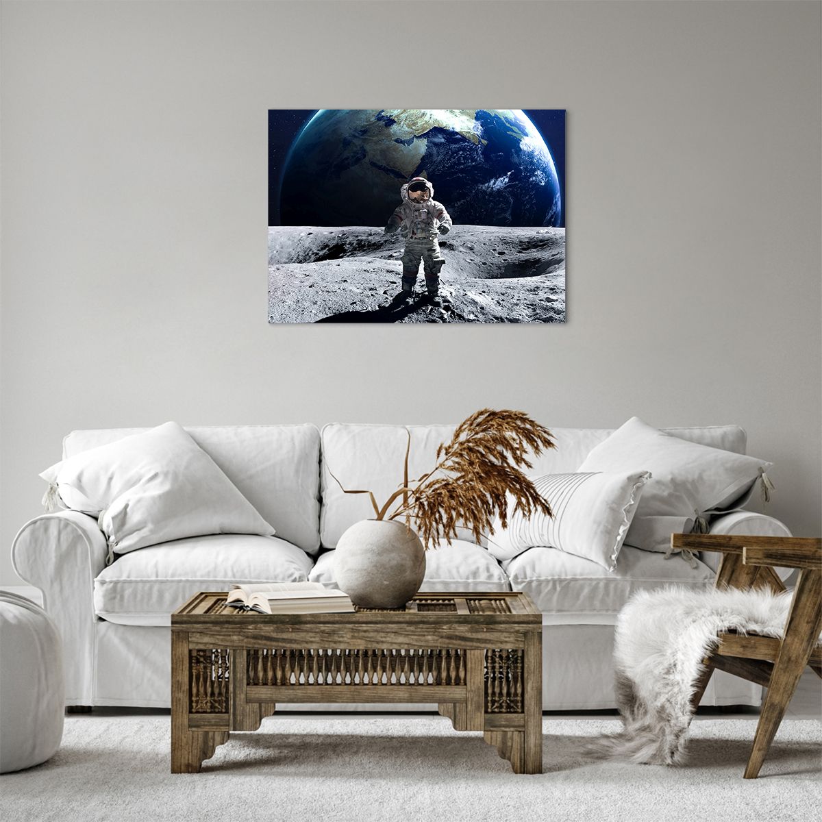 Impression sur toile Astronaute, Impression sur toile Lune, Impression sur toile Planète Terre, Impression sur toile Cosmos, Impression sur toile Cosmonaute