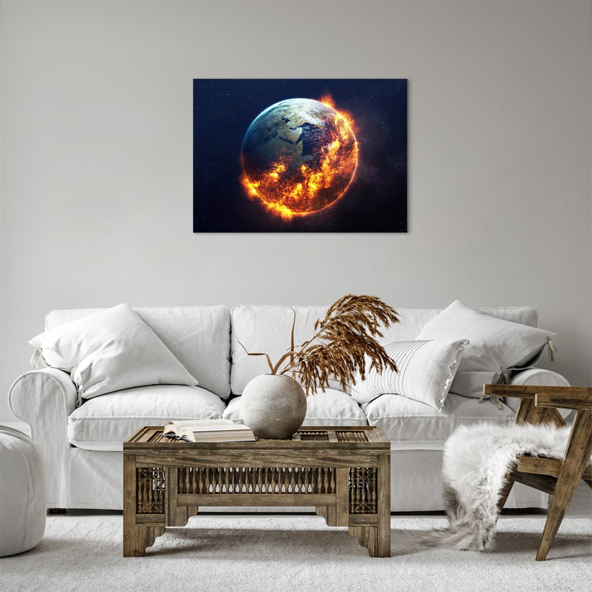 Impression sur toile Cosmos, Impression sur toile Planète Terre, Impression sur toile Flammes De Feu, Impression sur toile Globe, Impression sur toile Apocalypse