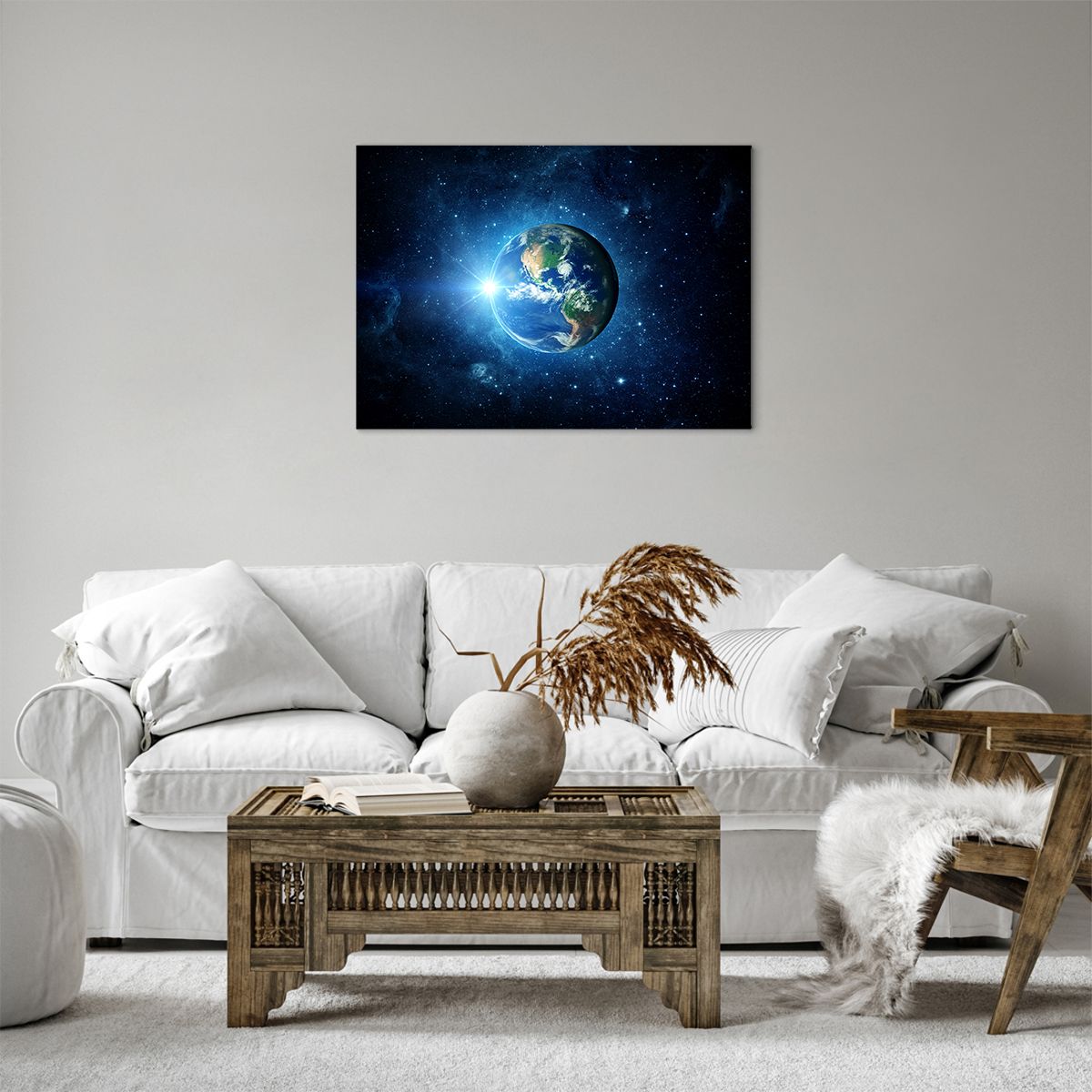 Impression sur toile Cosmos, Impression sur toile Planète Terre, Impression sur toile Globe, Impression sur toile Étoiles Dans Le Ciel, Impression sur toile Graphique
