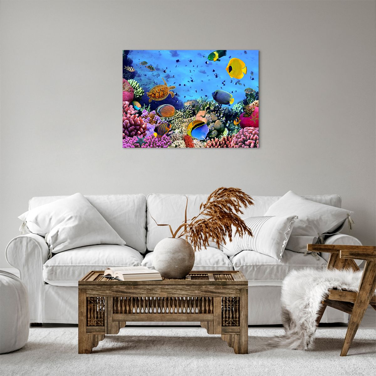 Bild auf Leinwand Korallenriff, Bild auf Leinwand Unterwasserwelt, Bild auf Leinwand Fische, Bild auf Leinwand Karibik, Bild auf Leinwand Tauchen