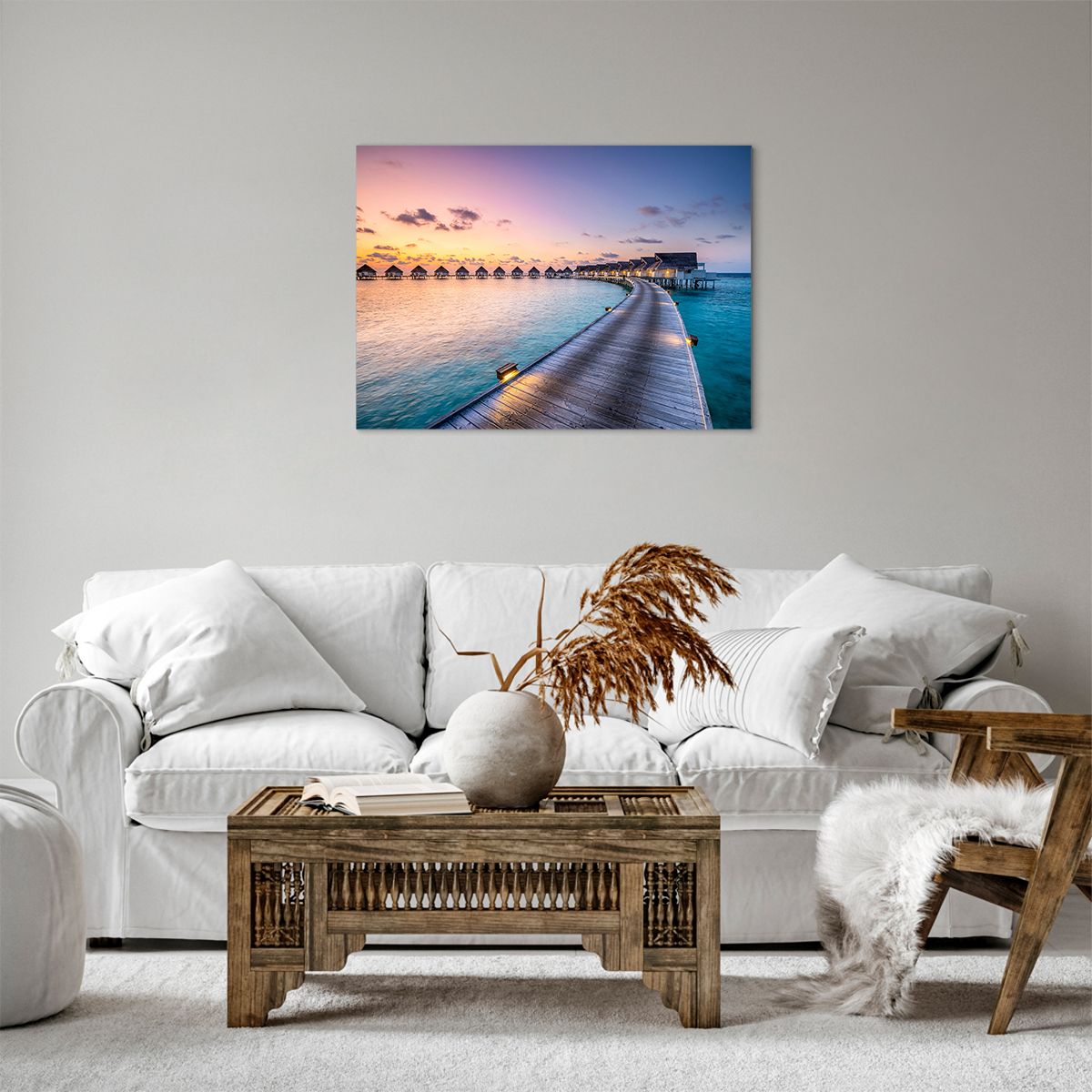 Bild auf Leinwand Malediven, Bild auf Leinwand Landschaft, Bild auf Leinwand Reisen, Bild auf Leinwand Meer, Bild auf Leinwand Der Sonnenuntergang