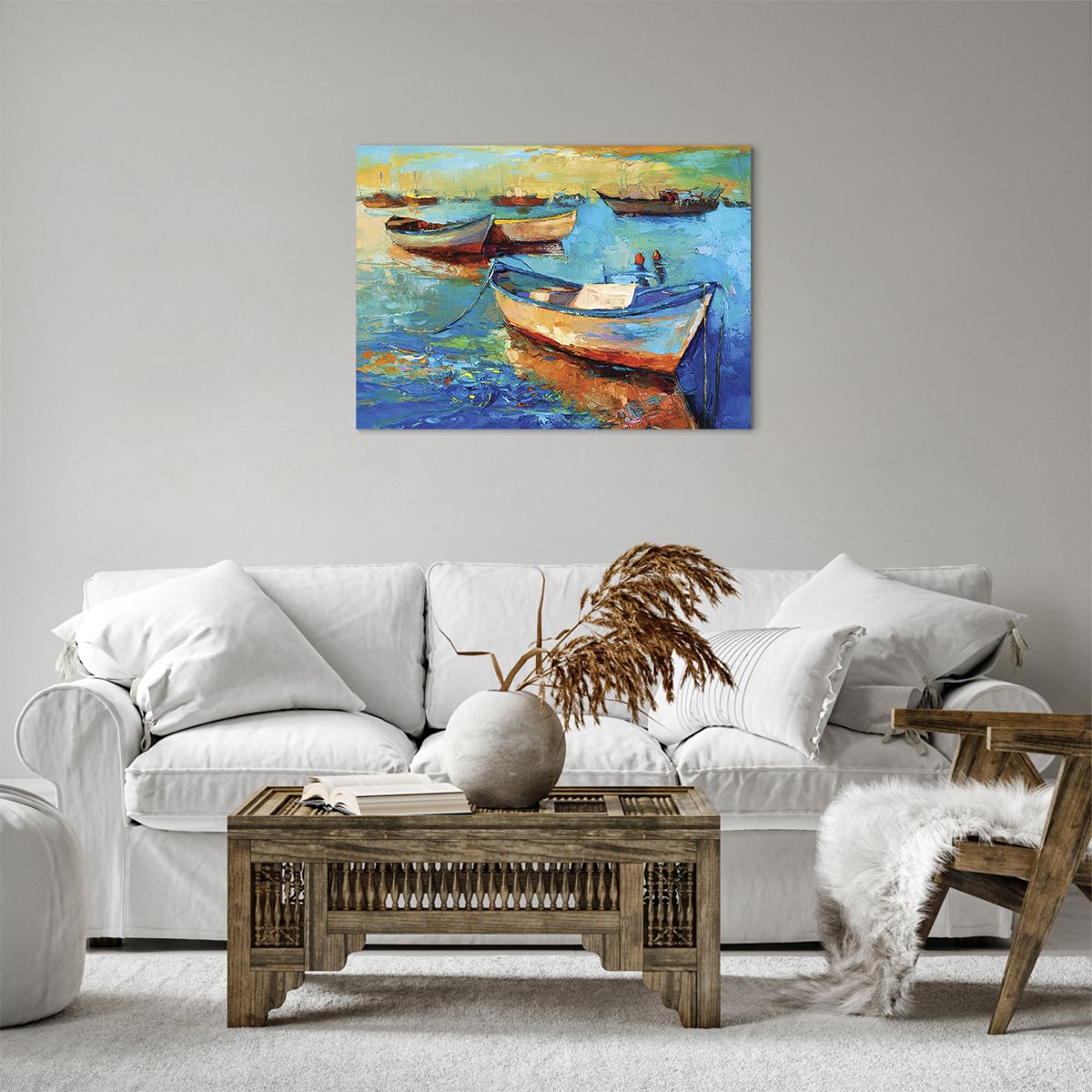 Bild auf Leinwand Landschaft, Bild auf Leinwand Fischereihafen, Bild auf Leinwand Fischerboot, Bild auf Leinwand Kunst, Bild auf Leinwand Malerei