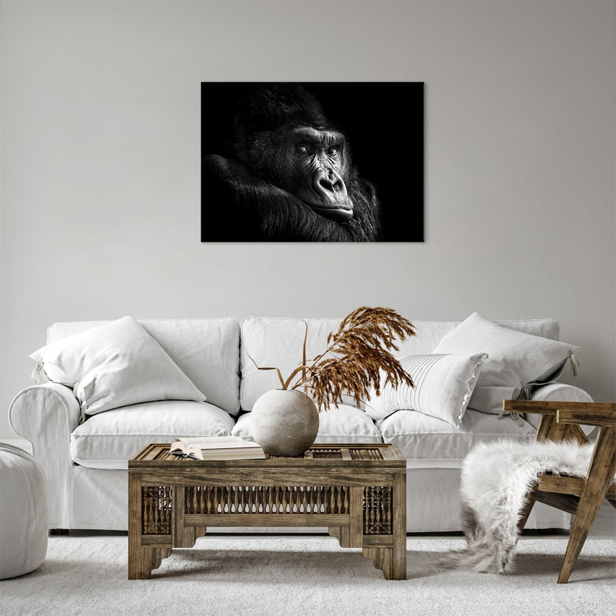 Obraz na plátne Opica, Obraz na plátne Gorila, Obraz na plátne Zvieratá, Obraz na plátne Čierna A Biela, Obraz na plátne Džungle