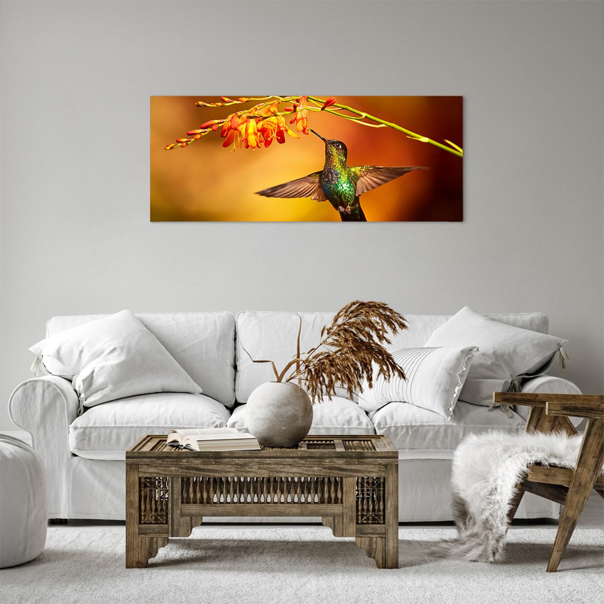 Tableau Déco Impression Sur Verre - Colibri Oiseau Été - 100x40cm - ARTTOR
